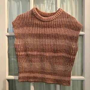 LOFT Textured Pink and Cream Knit Sweater